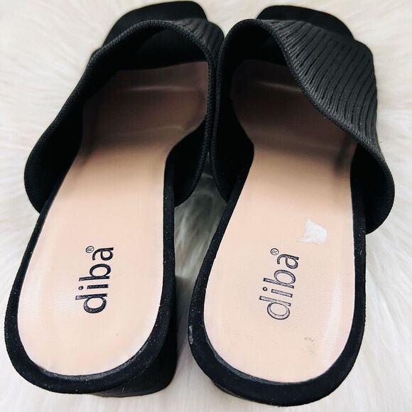 Diba True Black Ribbed Band Sandal with Block Heel Comfort Sandals - Size 11 - Picture 5 of 7